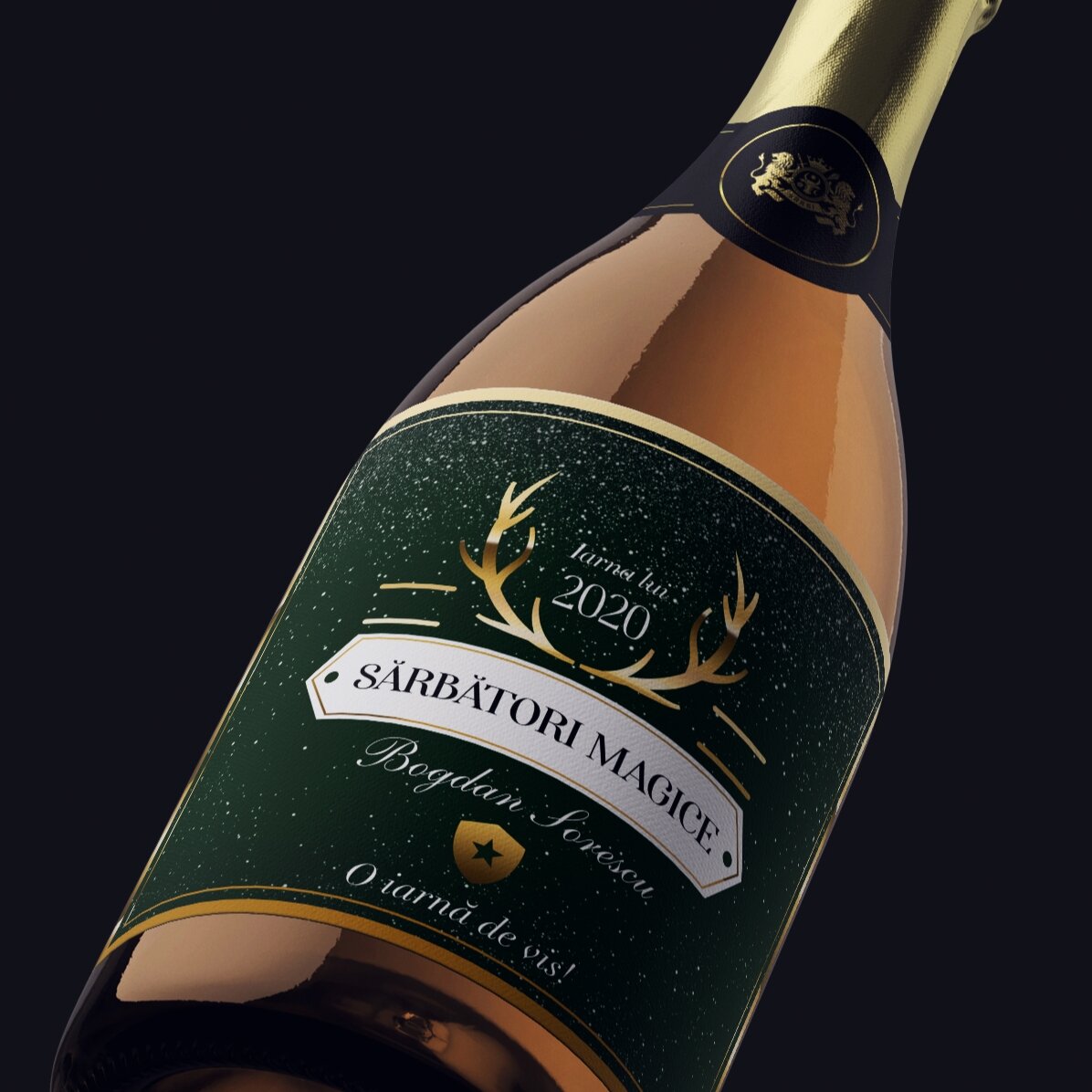 Προσωποποιημένο αφρώδες κρασί με κείμενο - Golden Antlers