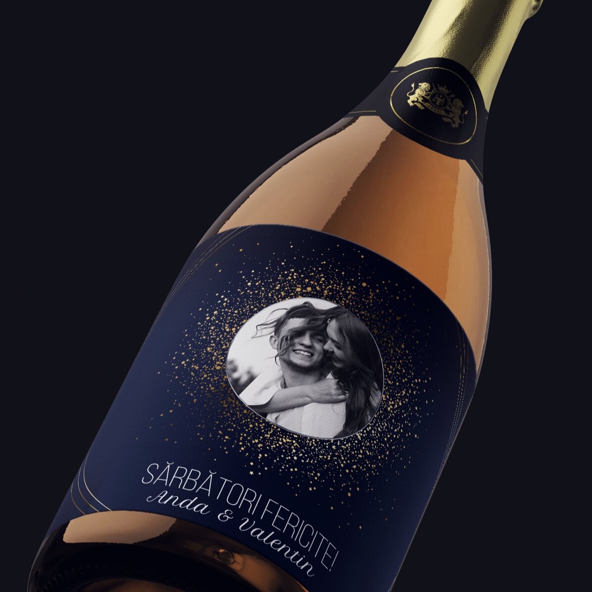 Personalised sparkling wine with text and photo - Sparks of Joy
