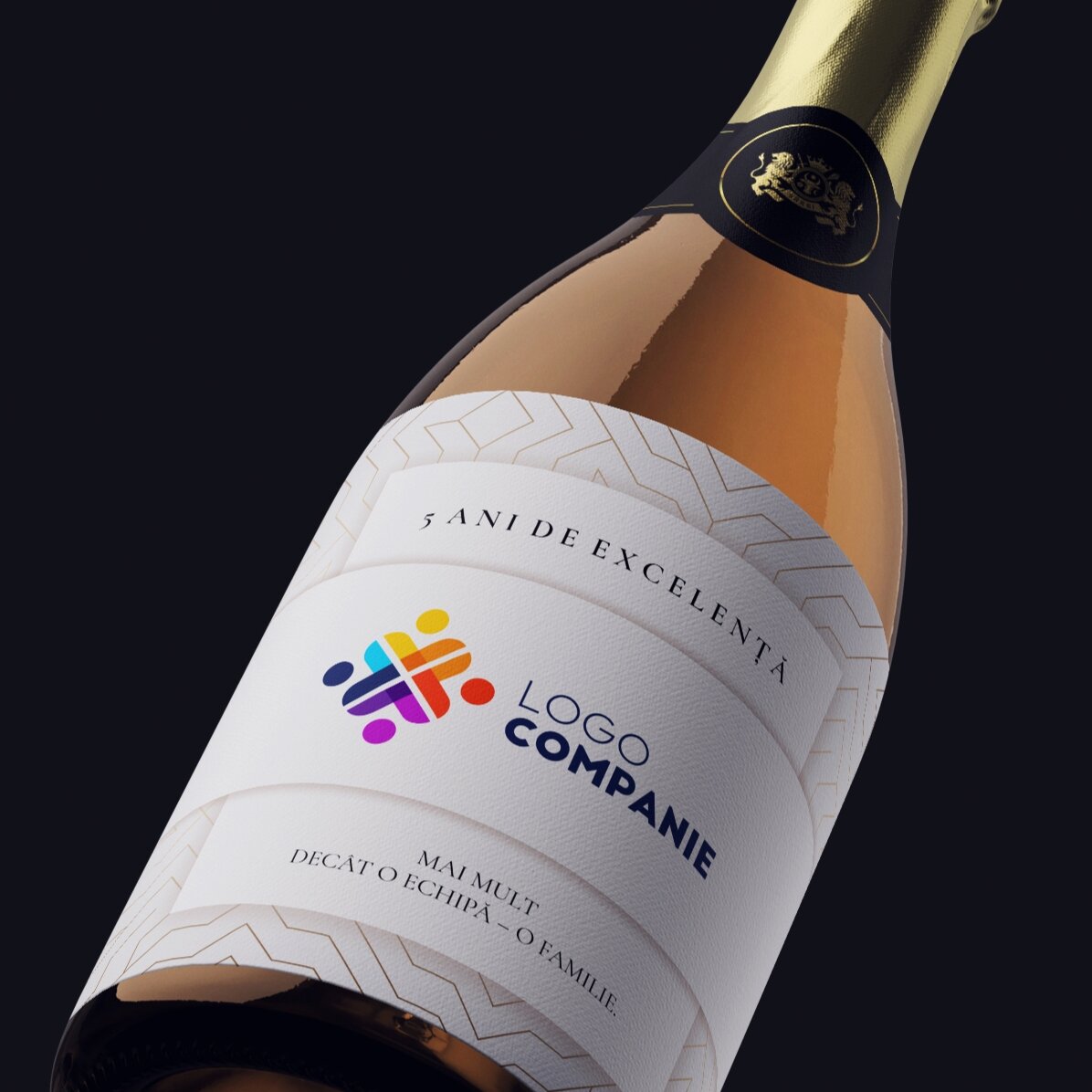 Personalised sparkling wine with text, white version - Brand anniversary